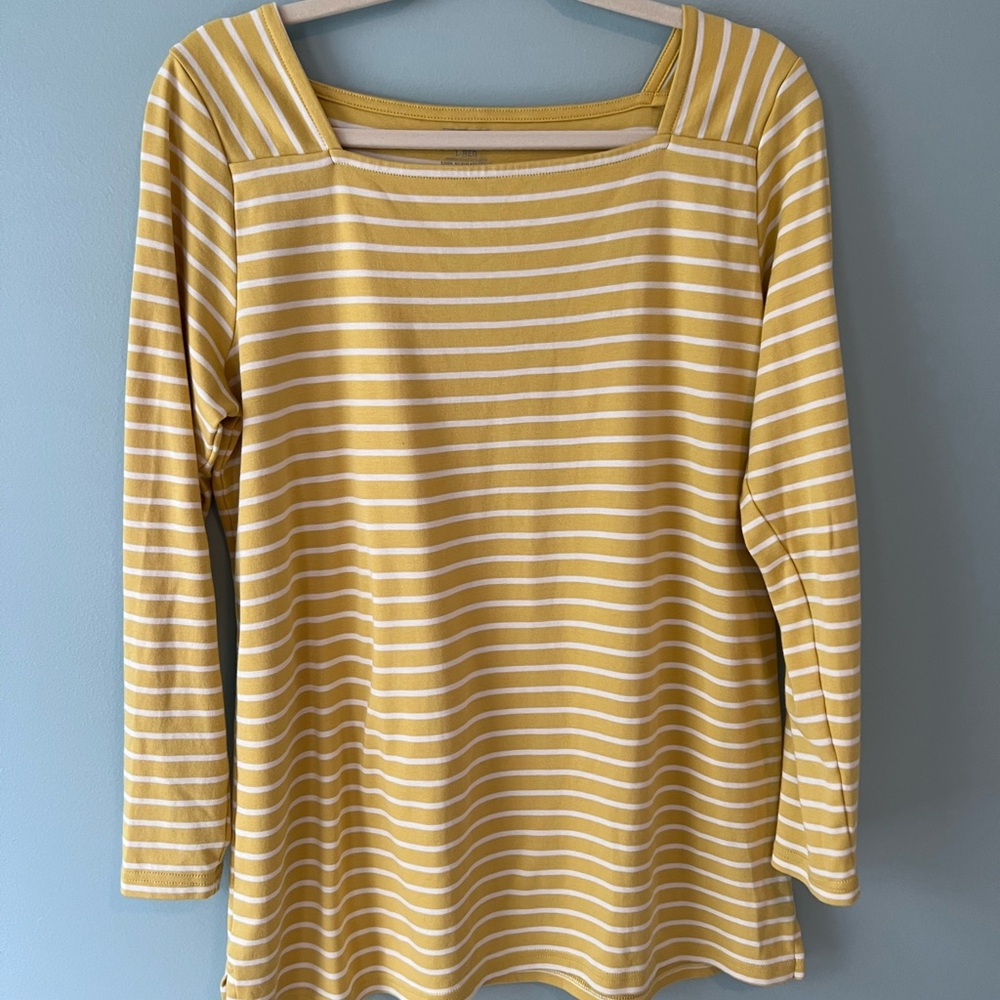 L.L. Bean Pima Cotton Square Neck Three-Quarter Sleeve Tunic Size L-Reg